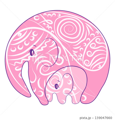 India - parsley patterned elephant, oriental Indian icon and illustration 139047660