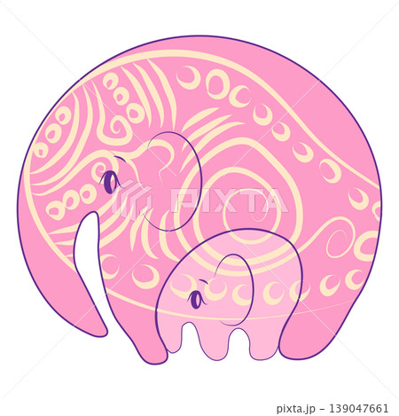 India - parsley patterned elephant, oriental Indian icon and illustration India - parsley patterned elephant, oriental Indian icon and illustration 139047661