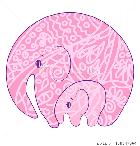 India - parsley patterned elephant, oriental Indian icon and illustration India - parsley patterned elephant, oriental Indian icon and illustration 139047664