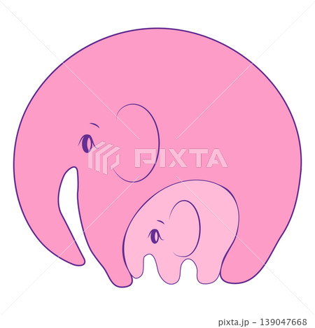 elephant with pinkbackground on mother day celebration 139047668