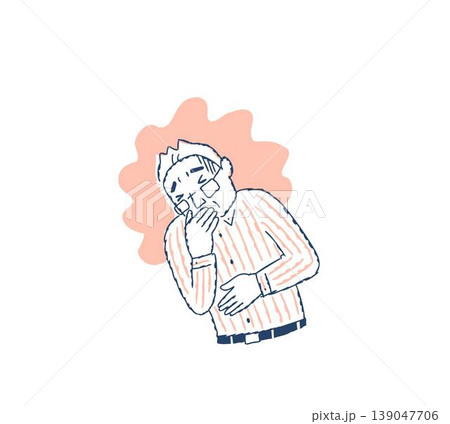 吐き気をもよおすシニア男性 139047706