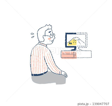 テレビの片側が見えにくく困っているシニア男性 139047707