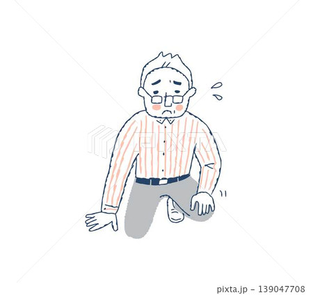 立ち上がれないシニア男性 139047708