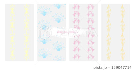 Modern minimalist botanical seamless pattern collection in soft pastel colors Modern minimalist botanical seamless pattern collection in soft pastel colors 139047714