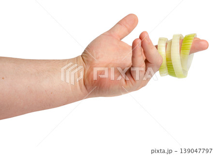 Person catching or throwing onion rings Person catching or throwing onion rings 139047797