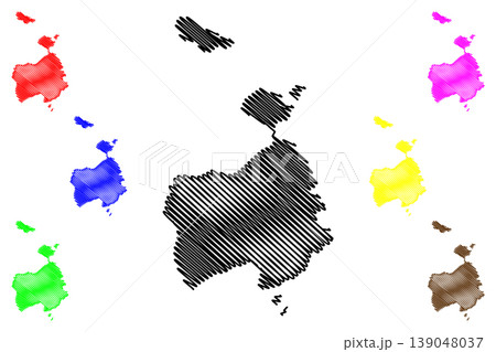 Nightingale island (United Kingdom of Great Britain and Northern Ireland, Constituent part of Saint Helena, Ascension and Tristan da Cunha) map vector illustration, scribble sketch  Middle and Stolten 139048037