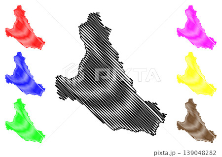 Samphrey island (United Kingdom of Great Britain and Northern Ireland, Scotland, Shetland islands) map vector illustration, scribble sketch Isle of Samphrey map 139048282