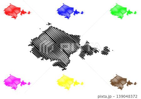 Skomer island (United Kingdom of Great Britain and Northern Ireland, Wales) map vector illustration, scribble sketch Isle of Ynys Sgomer map 139048372
