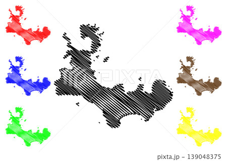 St Martins island (United Kingdom of Great Britain and Northern Ireland, England, Isles of Scilly) map vector illustration, scribble sketch Isle of St Martin's or Brechiek map 139048375