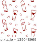Red line pattern of a lubricant bottle in minimalist sketch style, intimate cosmetics for sex games, Simple repeat for sex shop 139048969