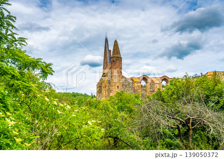 The Rosa Coeli monastery. Ancient catholic ruin of women monastery near Dolni Kounice city. Religion gothic place with spiritual history builded from stone. Medieval and historical heritage. 139050372