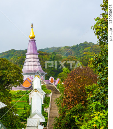 The royal stupa and pagoda dedicated to the king and queen of Thailand in Doi Inthanon national park near Chiang Mai city. "Phra Maha Dhatu Nabha Metaneedol" and "Nabhapol Bhumisiri" in local speak The royal stupa and pagoda dedicated to the king and queen of Thailand in Doi Inthanon national park near Chiang Mai city. "Phra Maha Dhatu Nabha Metaneedol" and "Nabhapol Bhumisiri" in local speak 139050698