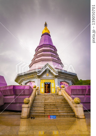 The royal stupa and pagoda dedicated to the king and queen of Thailand in Doi Inthanon national park near Chiang Mai city. "Phra Maha Dhatu Nabha Metaneedol" and "Nabhapol Bhumisiri" in local speak 139050701