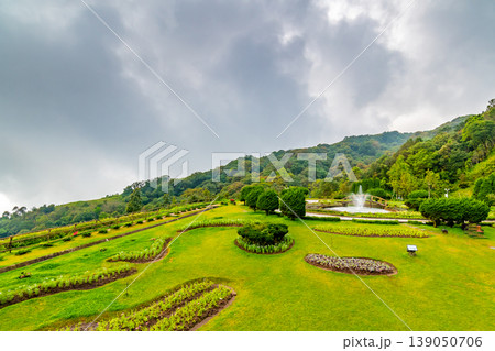 The royal stupa and pagoda dedicated to the king and queen of Thailand in Doi Inthanon national park near Chiang Mai city. "Phra Maha Dhatu Nabha Metaneedol" and "Nabhapol Bhumisiri" in local speak 139050706