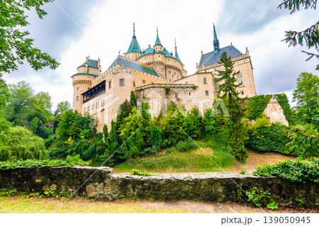 Bojnice medieval castle, UNESCO heritage, Slovakia. It is a Romantic castle with some original Gothic and Renaissance elements built in the 12th century. 139050945