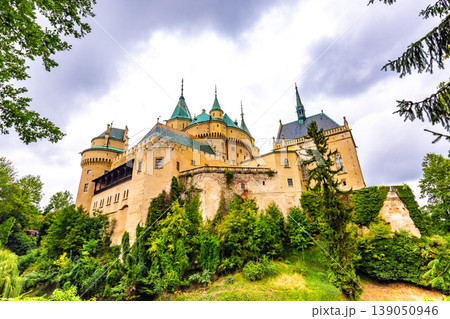 Bojnice medieval castle, UNESCO heritage, Slovakia. It is a Romantic castle with some original Gothic and Renaissance elements built in the 12th century. Bojnice medieval castle, UNESCO heritage, Slovakia. It is a Romantic castle with some original Gothic and Renaissance elements built in the 12th century. 139050946