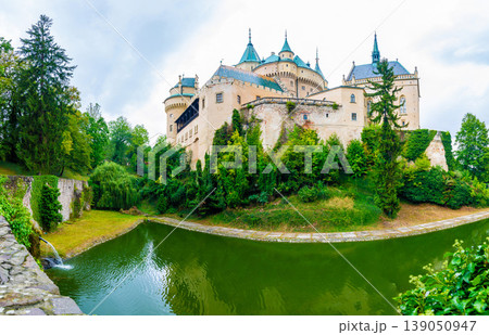 Bojnice medieval castle, UNESCO heritage, Slovakia. It is a Romantic castle with some original Gothic and Renaissance elements built in the 12th century. Bojnice medieval castle, UNESCO heritage, Slovakia. It is a Romantic castle with some original Gothic and Renaissance elements built in the 12th century. 139050947