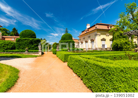 Buchlovice castle, Czech republic. Ancient heritage exterior built in baroque style. Famous tourist destination in South Moravia region Buchlovice castle, Czech republic. Ancient heritage exterior built in baroque style. Famous tourist destination in South Moravia region 139051002