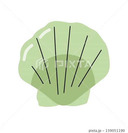 Small green scallop shell cartoon vector icon on white background 139051190