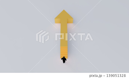 Upward Arrow Growth Path with Stairs and Businessman Minimal Concept Upward Arrow Growth Path with Stairs and Businessman Minimal Concept 139051328