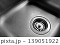 Stainless Steel Sink Drain Close-Up 139051922