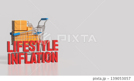 Lifestyle Inflation Concept With Shopping Cart And Increased Consumer Spending 3d render. 139053057