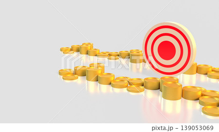 Financial Target Achievement Concept With Bullseye And Gold Coins Investment 3d render. 139053069