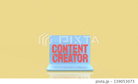 Creative Content Creator Concept Displayed On Modern Laptop Screen 3d render. 139053073
