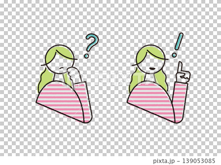 Vector illustration set of a thinking person and an inspirational person (pink) Vector illustration set of a thinking person and an inspirational person (pink) 139053085