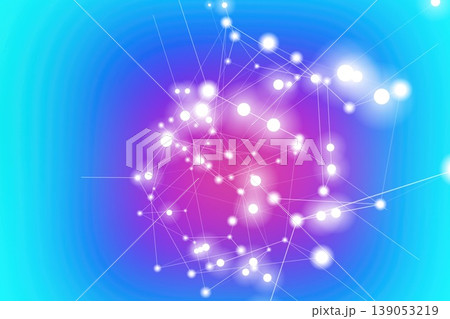 紫と青のグラデーションに広がるネットワーク構造 139053219