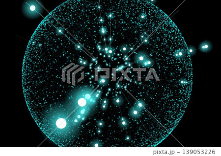 黒い背景に浮かぶ青い光の球体ネットワーク 黒い背景に浮かぶ青い光の球体ネットワーク 139053226