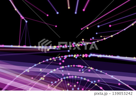 デジタル空間に浮かぶ光の線と点 139053242