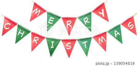 クリスマスのガーランド MERRY CHRISTMAS かわいい水彩イラスト クリスマスのガーランド MERRY CHRISTMAS かわいい水彩イラスト 139054819
