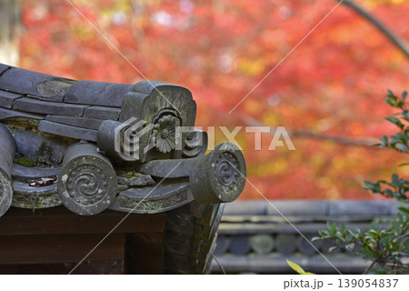 河合神社の瓦屋根の飾りと紅葉 河合神社の瓦屋根の飾りと紅葉 139054837