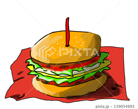 美味しそうなハンバーガーのイラスト 139054893