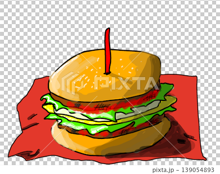 美味しそうなハンバーガーのイラスト 139054893