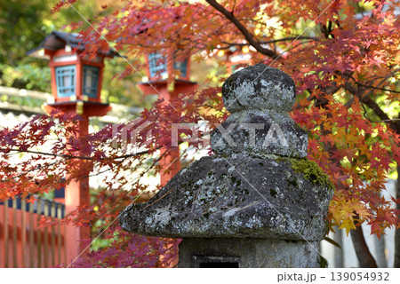 今宮神社の灯篭と紅葉 139054932