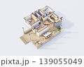 3D isometric modern house plan on white background 3d render 139055049