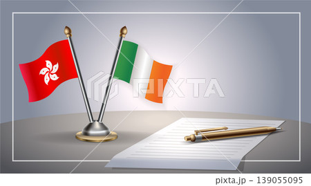 Small national flag of Hong Kong and Ireland flag Relation, Template Vector Illustration Small national flag of Hong Kong and Ireland flag Relation, Template Vector Illustration 139055095