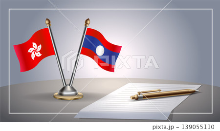 Small national flag of Hong Kong and Laos flag Relation, Template Vector Illustration 139055110