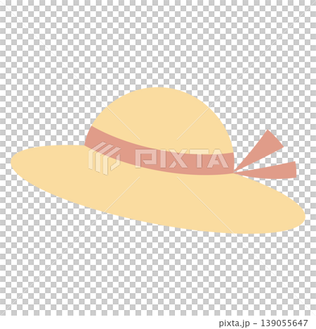 Simple illustration of a straw hat, featuring natural summer materials. 139055647