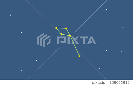 星空に浮かぶいるか座の星座線のカラーイラスト 星空に浮かぶいるか座の星座線のカラーイラスト 139055913