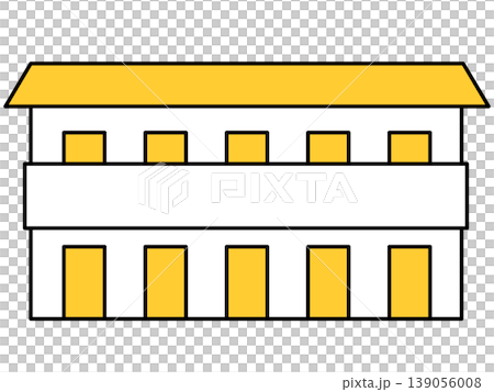 Line drawing icon of a two-story house (yellow) Line drawing icon of a two-story house (yellow) 139056008