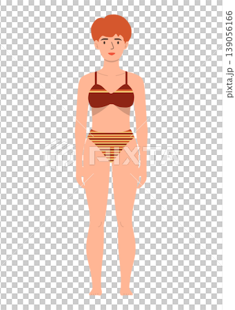 Summer Woman in Bikini Standing Flat Illustration Character 139056166