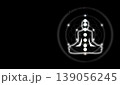 黒背景に白の瞑想ヨガとチャクラ|左余白コピースペース付き・神聖幾何学デザイン 黒背景に白の瞑想ヨガとチャクラ|左余白コピースペース付き・神聖幾何学デザイン 139056245