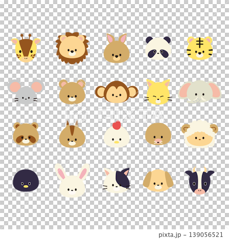 A set of cute animal faces A set of cute animal faces 139056521