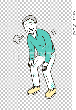 息切れをして大きな呼吸をする高齢者男性 139056522