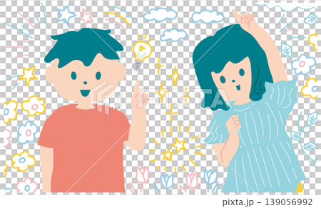 指差し男の子女の子 指差し男の子女の子 139056992