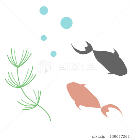 金魚のシンプルなイラスト 夏の涼しげな水中素材 金魚のシンプルなイラスト 夏の涼しげな水中素材 139057262