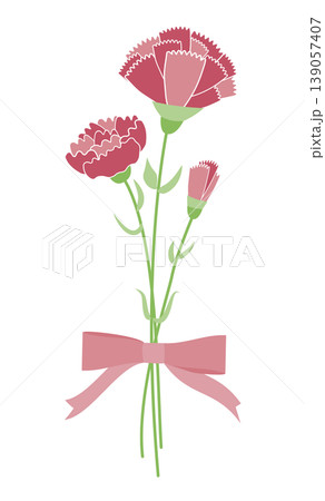 赤いカーネーションの花束 139057407